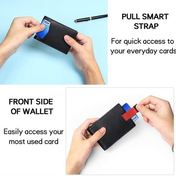 Slim Minimalist Money Clip for Men Wallet, Mini Bifold Pocket Wallet ID Window.. - Picture 5 of 8
